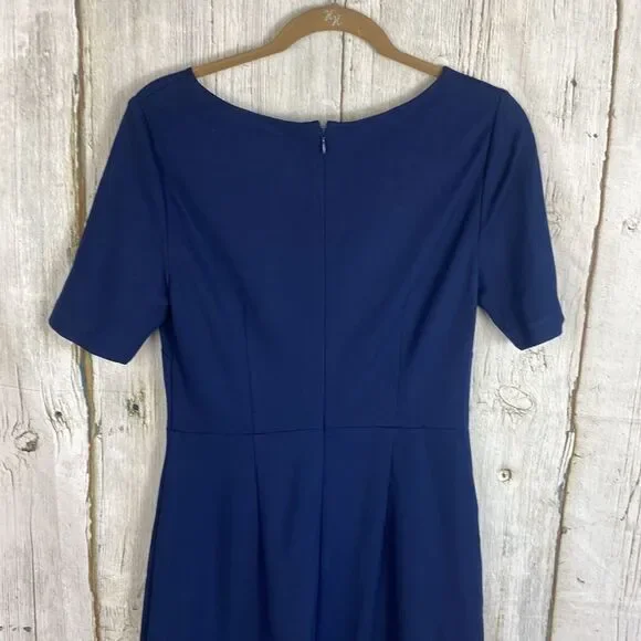 Diane Von Furstenberg DVF Serafina Ruffle Hem Navy Blue Dress Size 8 - Picture 6 of 11